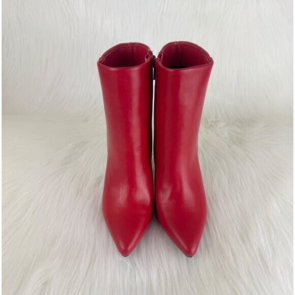 New Women's Qupid Portia Faux Leather Ankle Boots Bootie Shoes Red - Picture 12 of 13